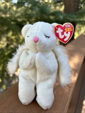 Ty Beanie Baby “Blessed” White Angel Bear Plush